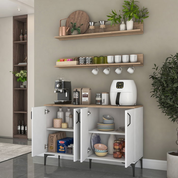Hanah Home Armario Multiusos Blanco y Nogal Hanah Home Armario Multiusos Blanco y Nogal